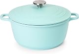nuovva Casserole Dishes with Lid 4L Teal Non Stick Dutch Oven 24cm