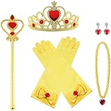 Vicloon Princess Dress Up Accessories Set 7Pcs Crown Gloves Wand Yellow 3-9 view 1