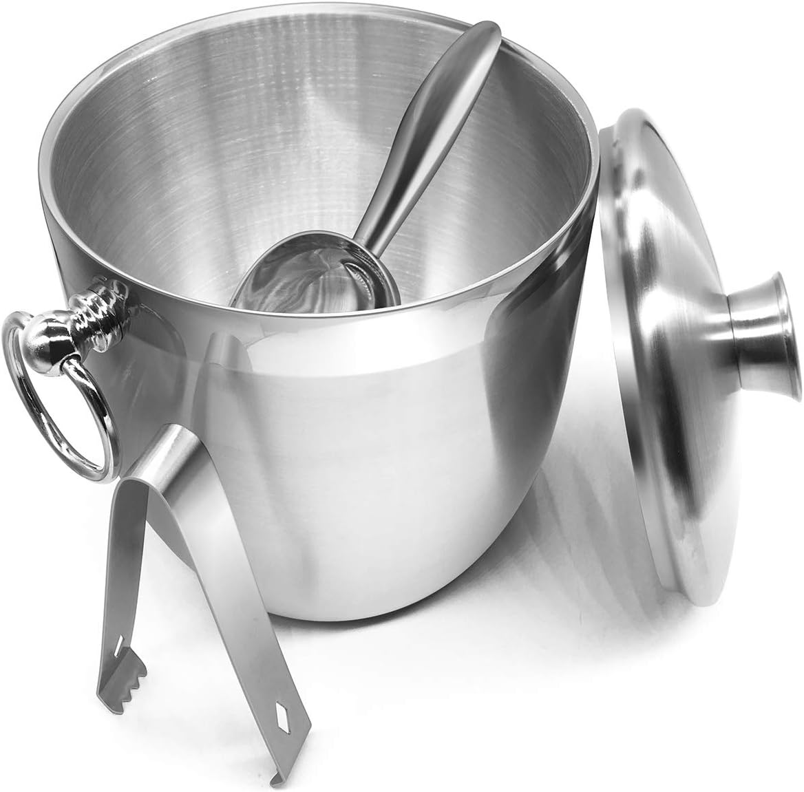 Fortune Candy Insulated Ice Bucket, Double Walled Stainless Steel Ice Bucket with Ice Tongs, Scoop, Lid - Image 3