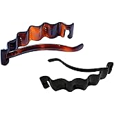 Parcelona French Crinkled Tortoise Shell and Black 4 3/4" Hair Clip Metal-Free Celluloid Acetate Barrette for Long to Thick Hair Non-Slip, Durable Women Hair Accessories 2 Pcs