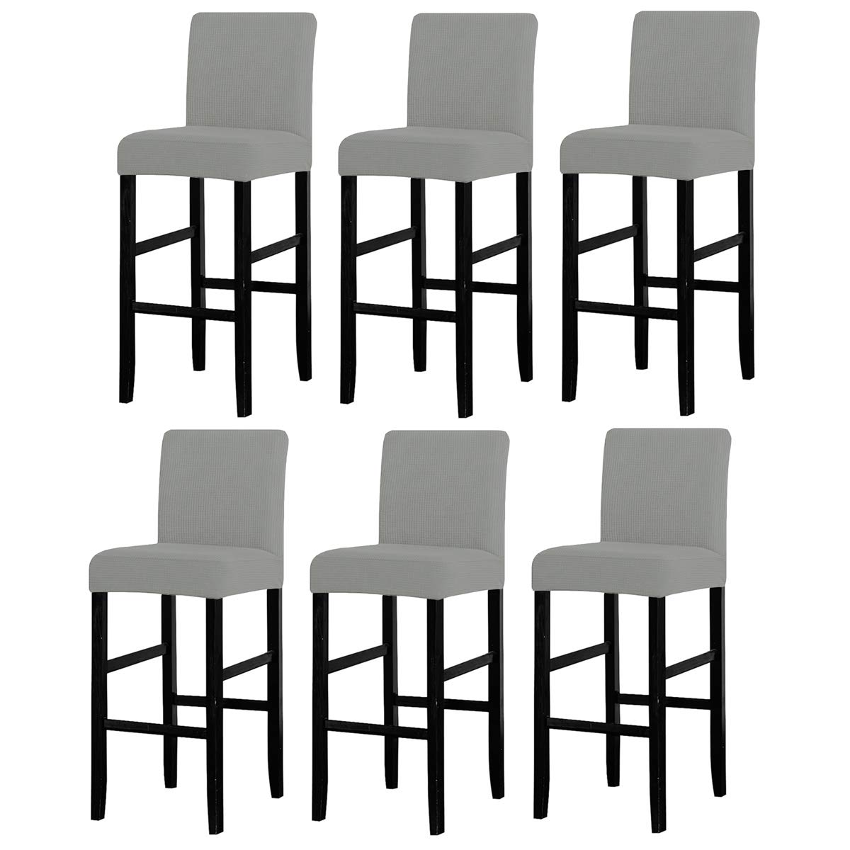 LANSHENG Bar Chair Stool Covers, Stretch Removable Washable Chair Slipcover for Short Swivel Dinning Chair Back Chair Bar Stool Chair (Light Grey,6 Pcs)