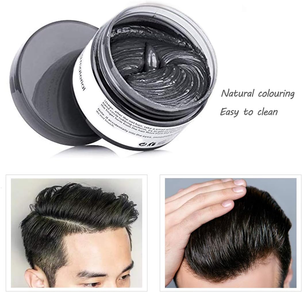 Temporary Hair Colour Wax, Unisex DIY Colour Hair Dye Wax, Washable Plant Formula Matte Natural Modelling Wax (120g Black) - Image 4