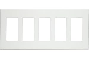 Leviton 5-Gang Decora Plus Screwless Snap-On Wallplate, 80321-SW, White