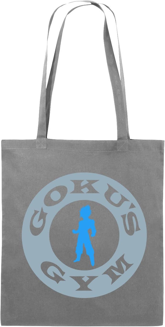 Comedy Bags - Son Goku's Gym - Jute Bag - Long Handles - 38x42cm - Colour: Dark Grey/ice Blue-Blue