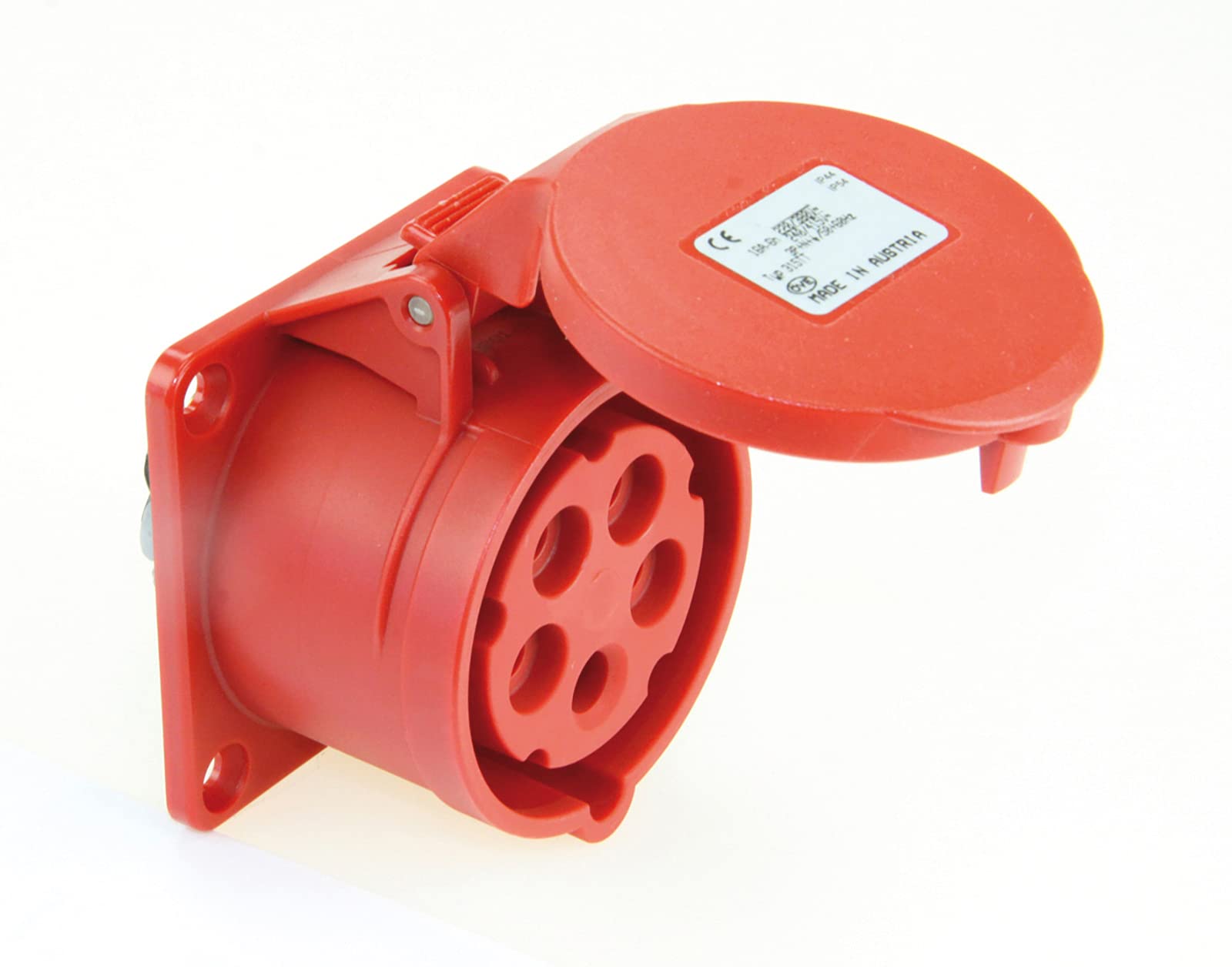 Sirox 603.156-1 CEE-ABD 16A, 5p.6h, 400V, IP44 red, Straight, FL75x75, LM60x60 Opus-Fusion Frame 5-f, pw Plastic Polar White