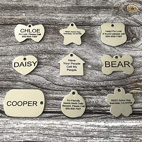 Stainless Steel Pet ID Tags Engraved Personalized Dog Tags, Cat Tags