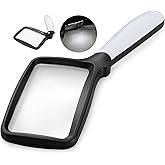 Magnifying Glass with Light, Folding Handheld 3X Large Rectangle Lighted Magnifier with Dimmable LED for Macular Degeneration