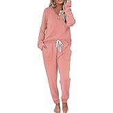 WIHOLL Two Piece Outfits for Women Lounge Sets Button Down Sweatshirt Sweatpants Sweatsuits Set with Pockets