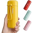 Exllena Mini Water Bottle 5oz, Small Insulated Water Bottle for Hot&Cold Drinks, Small Thermos with Carry Handle - 100% Leakproof Perfect for School, Travel...(Yellow)
