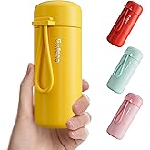 Exllena Mini Water Bottle 5oz, Small Insulated Water Bottle for Hot&Cold Drinks, Water Bottle Purse with Carry Handle - 100% Leakproof Perfect for School, Travel...(Yellow)
