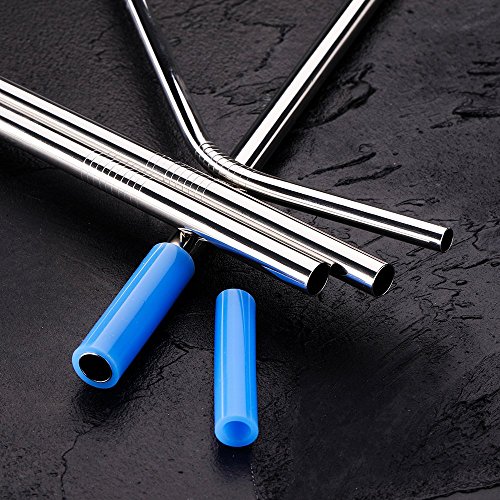 image for Tapleap Stainless Steel Metal Straws With Silicone Tips and Long Brush