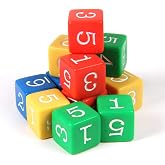 hand2mind Plastic 3/4-inch Color Number Dice (Set of 12) | Numbered Dice, 6 Sided Dice Set, Small Dice for the Classroom, Math Dice Bulk, Playing Dice for Kids, Math Teacher Supplies