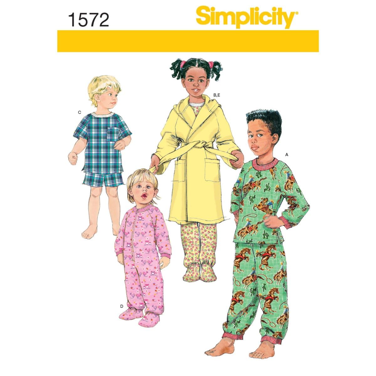 Simplicity Sewing Pattern 1572: Toddlers' and Child's Sleepwear and Robe, Size, Paper, White, BB (3-4-5-6)
