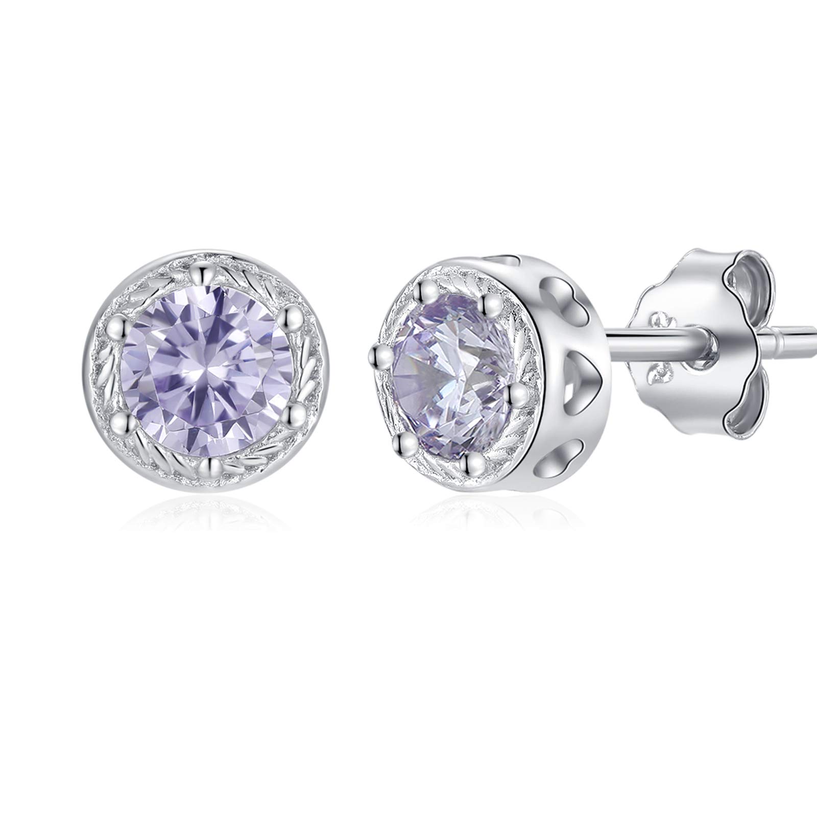 Qings Women June Birthstone Earrings Sterling Silver Moonstone Earrings Studs for Sensitive Ears