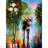 ABEUTY DIY Paint by Numbers for Adults Beginner - Romance in The Rain Street Light 16x20 inches Number Painting Anti Stress Toys (No Frame)