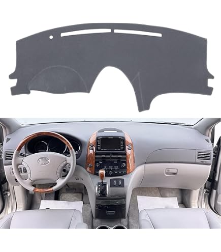 GZYF Dashboard Cover Mat For Toyota Sienna 2004-2010, Black Polyester, UV Protection