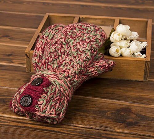 Longless Retro variegated thick line knitted wool gloves even fingers warm thickening students couple models wool gloves