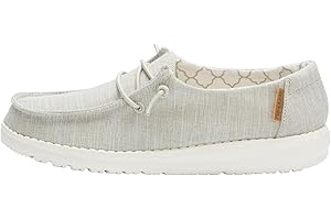 HEYDUDE Hey Dude Girl's Wendy Youth Linen Grey Multiple | Girl’s Shoes | Girl’s Lace Up Loafers | Comfortable & Light-Weight