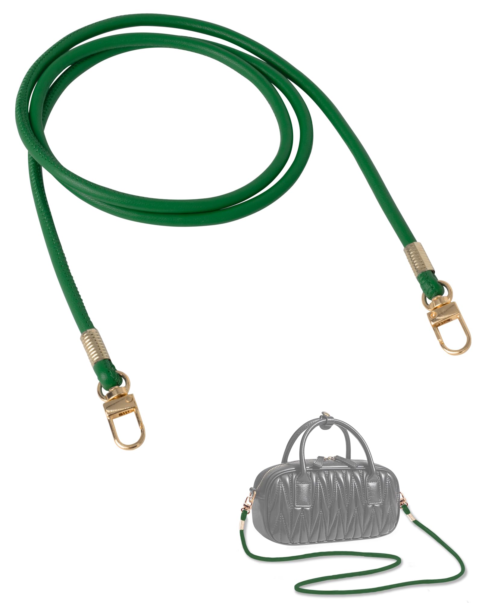 MEGAVOW 1 pcs Replacement Bag Strap Handle, PU Leather Handbag Straps Purse Cross Body Bag Strap with Metal Swivel Hook, Universal DIY Accessories, Green, 120cm