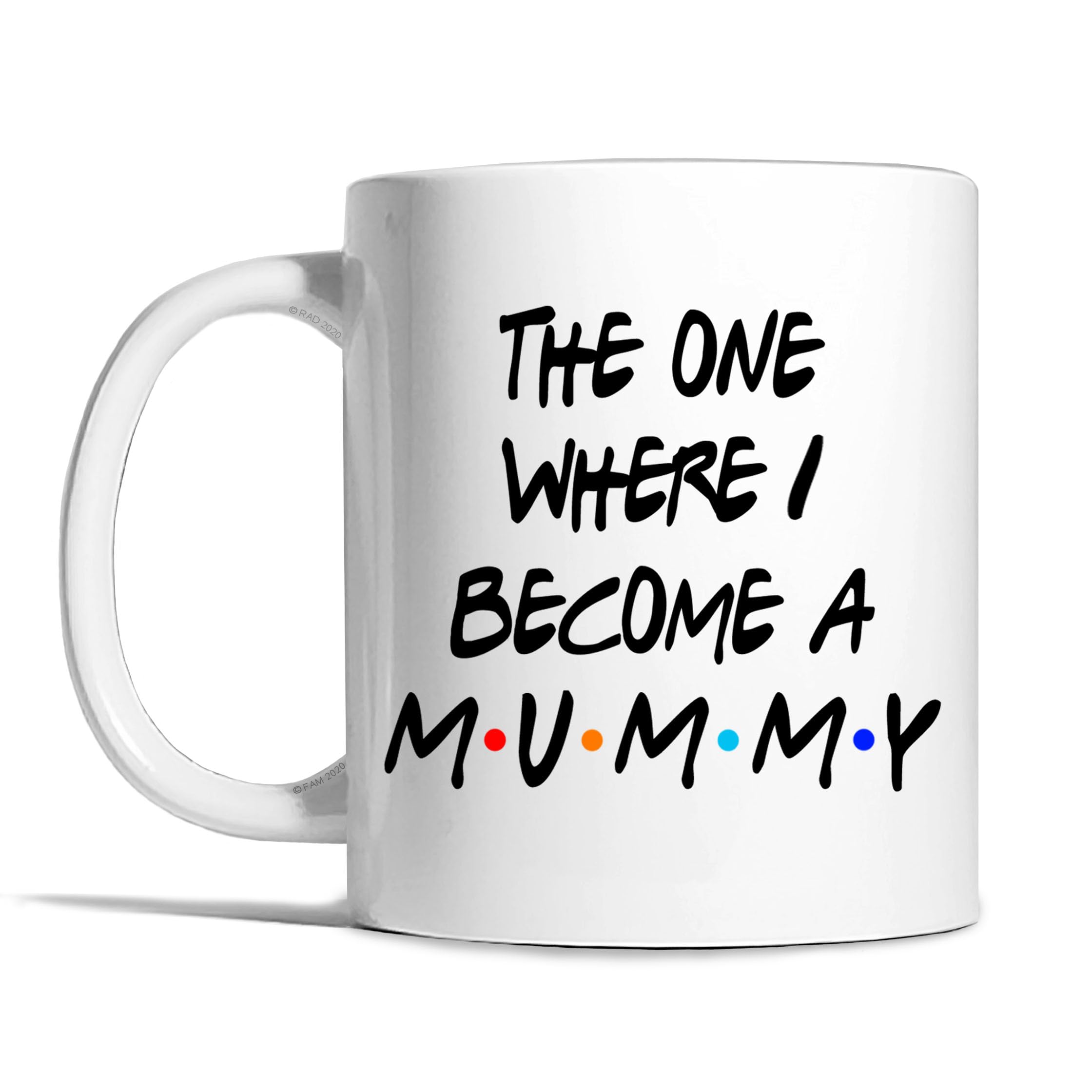 Risk-A Designs 'The One Where I Become a Mummy/Daddy' Customisable Listing Mug Set for New Expecting Parents (Mummy)