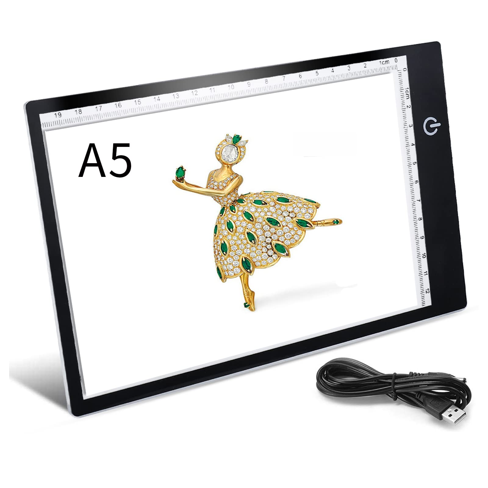 A5 LED Light Panel – Drawing Board – Adjustable Brightness – with USB Cable – for Artists, Animation, Drawing, Animation, X-Ray View (A5)