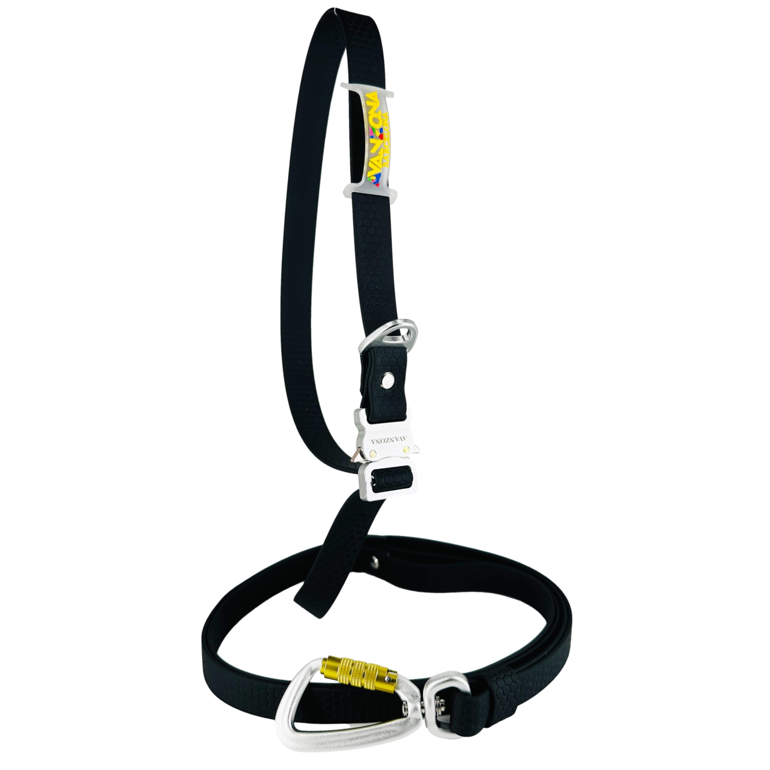 Handsfree Dog Lead, Waterproof, Made in Spain, Aluminum Buckle, PVC Coated Strap, Adjustable for Small, Medium and Large Dogs. Black. 2.5cm * (125cm-225cm).