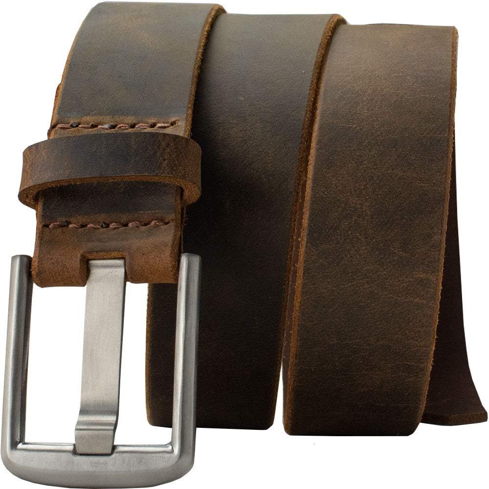 Nickel SmartTitanium Wide Pin Belt - USA Made Full Grain Leather Belt with Certified Nickel Free Titanium Buckle