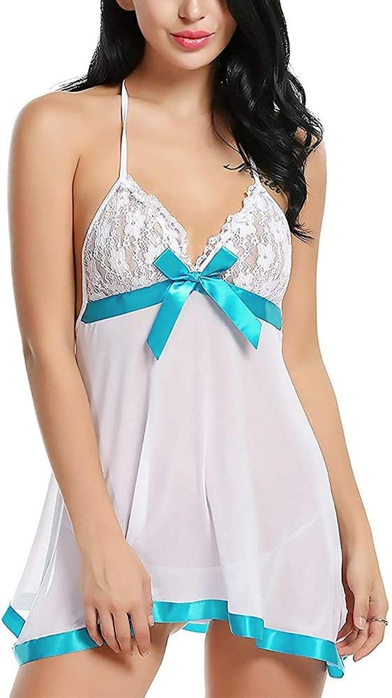 BillebonBabydoll Sleepwear Lingerie Women's Nightwear Honeymoon Dress for Ladies First Night Dress for Woman with G-String