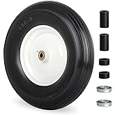 GICOOL 14.5" Wheelbarrow Flat Free Tire, Fits 4.80/4.00-8, 3.50/2.50-8, 4.00-6, 4.00-8, Wheelbarrow Wheels, 5/8" Bearing with Extra 3/4" Bearing, 3" -6" Centered Hub