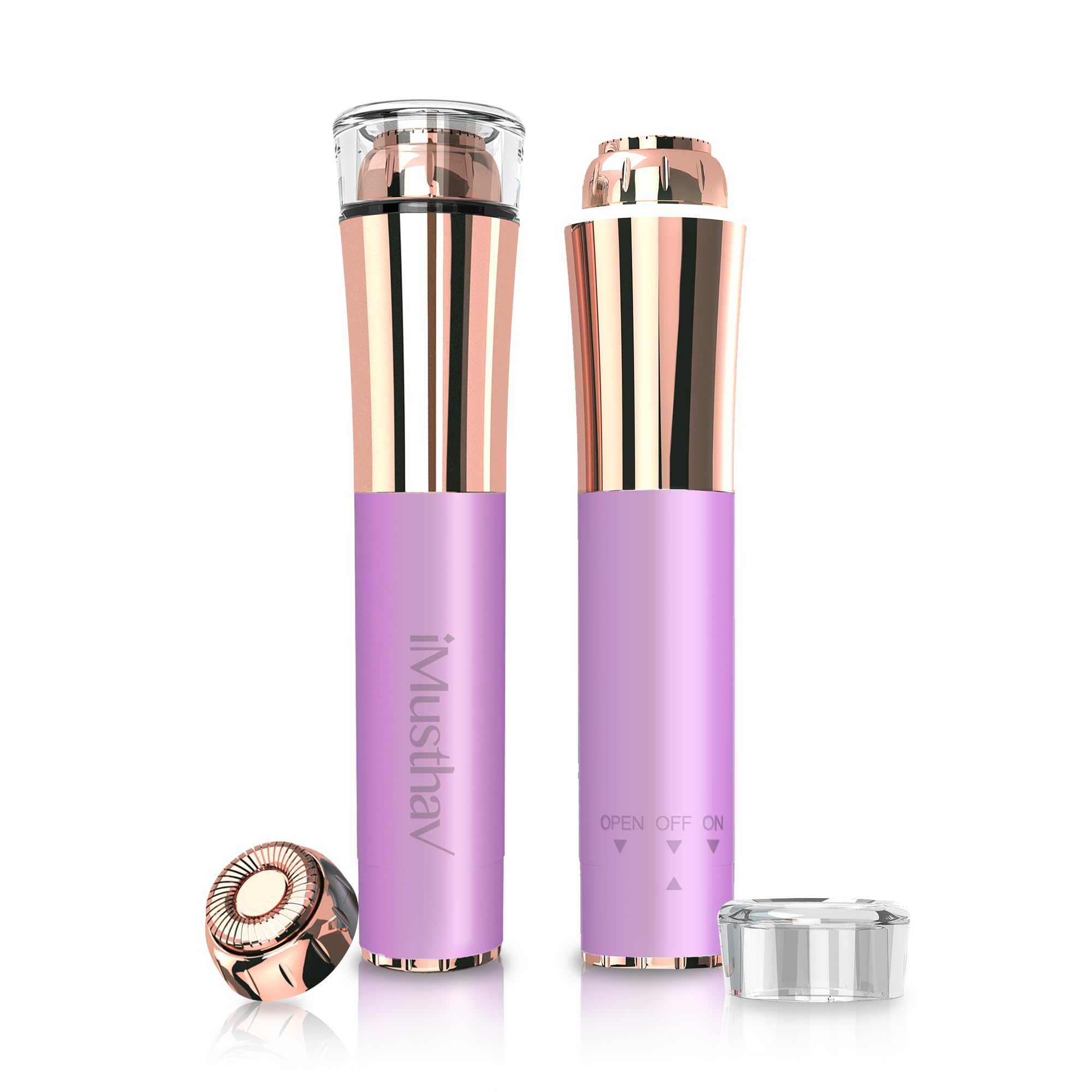 Mini Portable Facial Hair, Lips and Chin Remover Trimmer for Women, Facial Painless Epilator Pen, 18K Gold-Plated 13mm Hypoallergenic Rotary Head. 360° LED Light for Instant and Painless Hair Remover