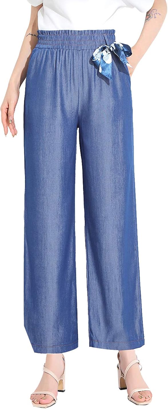 soft denim palazzo pants