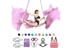 SAIVEN 10m Aerial Silks Equipment - premium Yoga Swing Set, Aerial Yoga Hammock kit, Yoga Starter Kit, Aerial Dance Equipment(L: 10m x W: 2.8m)