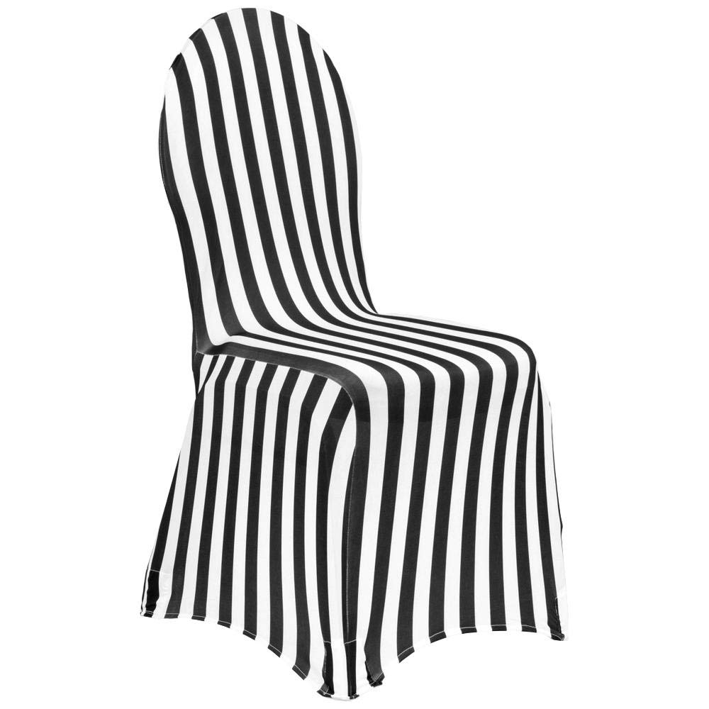 CV Linens 7063us Spandex Banquet Chair Cover-86cm x 46cm | Black & White | 1 Pc