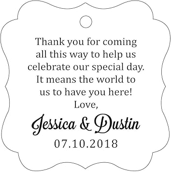 Amazon Com Darling Souvenir Custom Wedding Thank You Message Gift s Personalized Party Favor Hang Paper s White 50 s Office Products