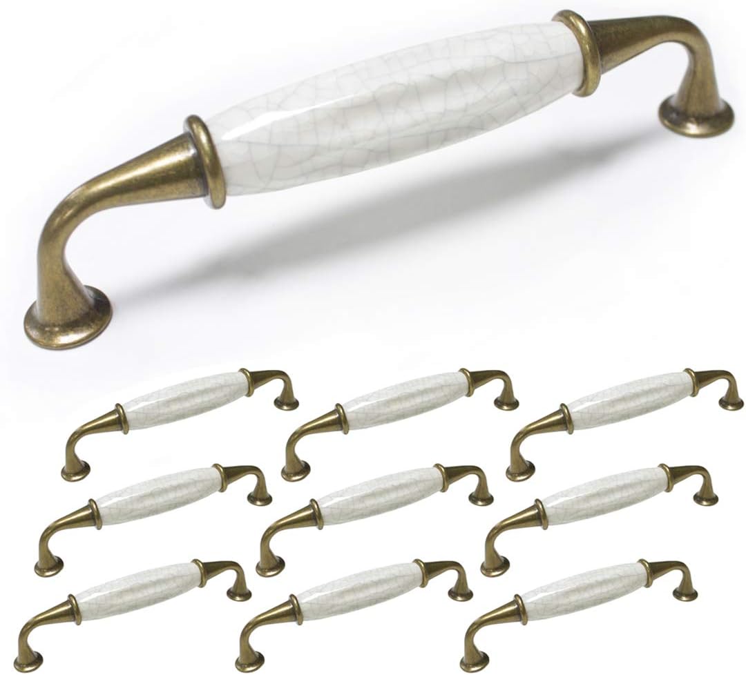 Probrico Vintage Ceramic Furniture Drawer Handles PD6289ANB128 Zinc