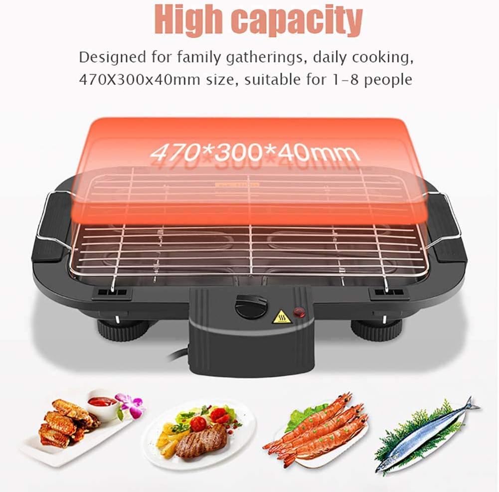 review XNDCYX Electric Barbecue Grill Indoor Smokefree Table BBQ Grilling with 5 Levels of Temperature Adjustment for Home Courtyard Camping Travel Hiking, 2000 W,48329cm
