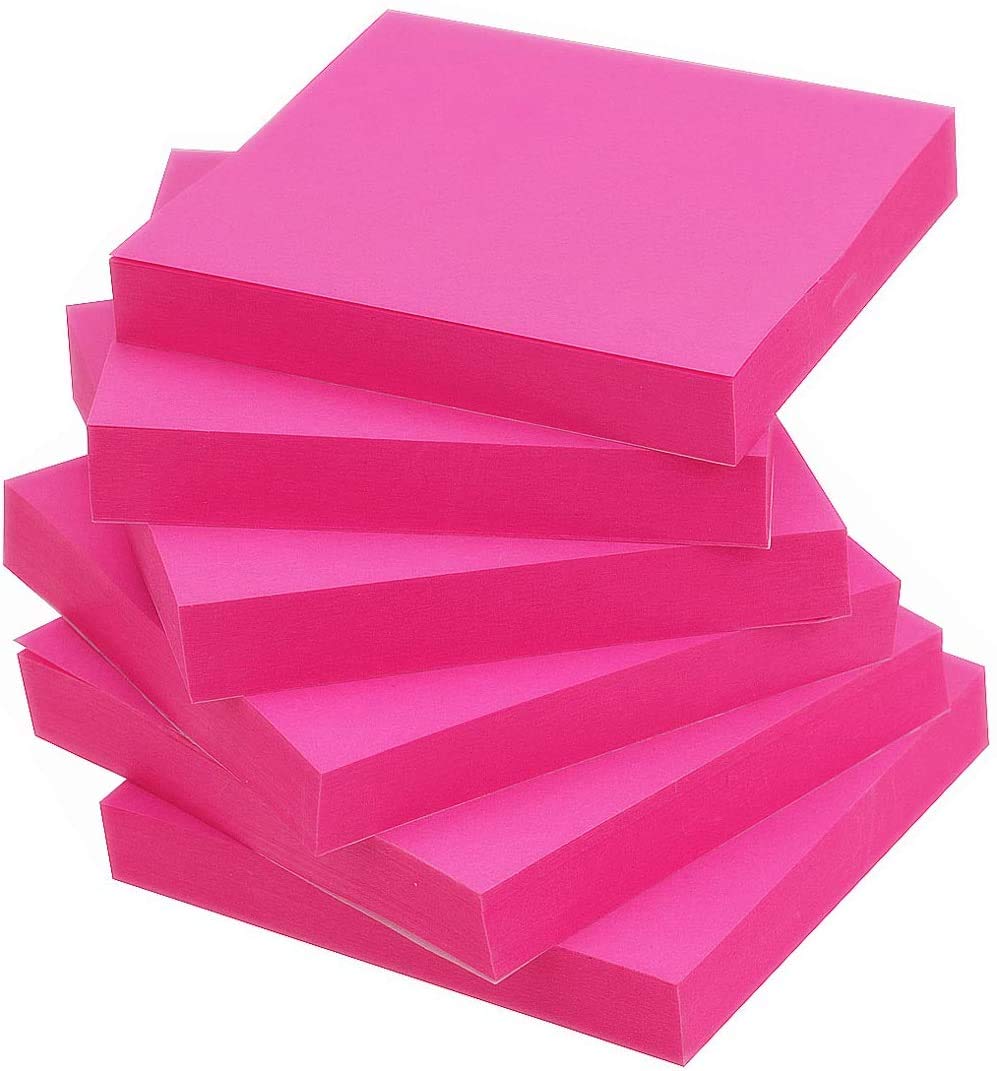 Early Buy 3x3 Sticky Notes Color Self-Stick Notes 6 Pads/Pack (Rose Red)