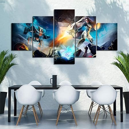 Mxsnow 5 Canvas Paintings Framed Wallpaper Hd Ion Fury Video Game Accessories Warrior Poster Female Shooter And Robot Wall Art Picture For Living Room Decor Sticker Prints On Canvas Amazon Co Uk Kitchen