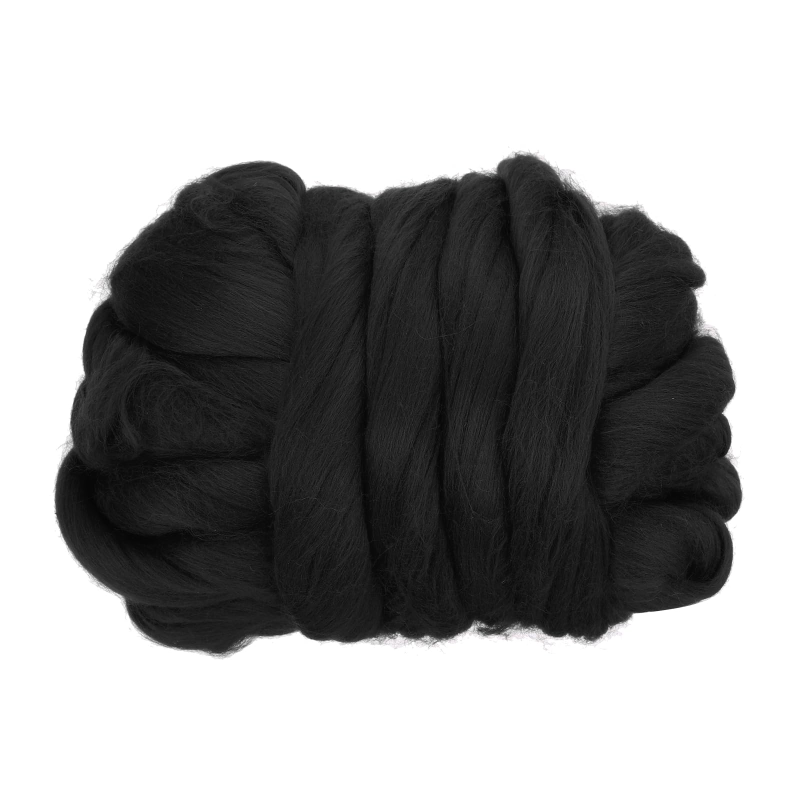 PATIKIL Wool Roving Yarn, 100G/3.53OZ Soft Felting Wool Pure Chunky Roving Yarn Bulk for Needle Felting Knitting Blanket Spinning Weaving DIY Craft, Black