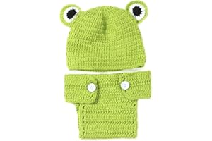 Newborn Baby Photography Props Costume Cute Green Frog Photo Props Outfits Crochet Knitted Costume with Hat NewBorn Baby
