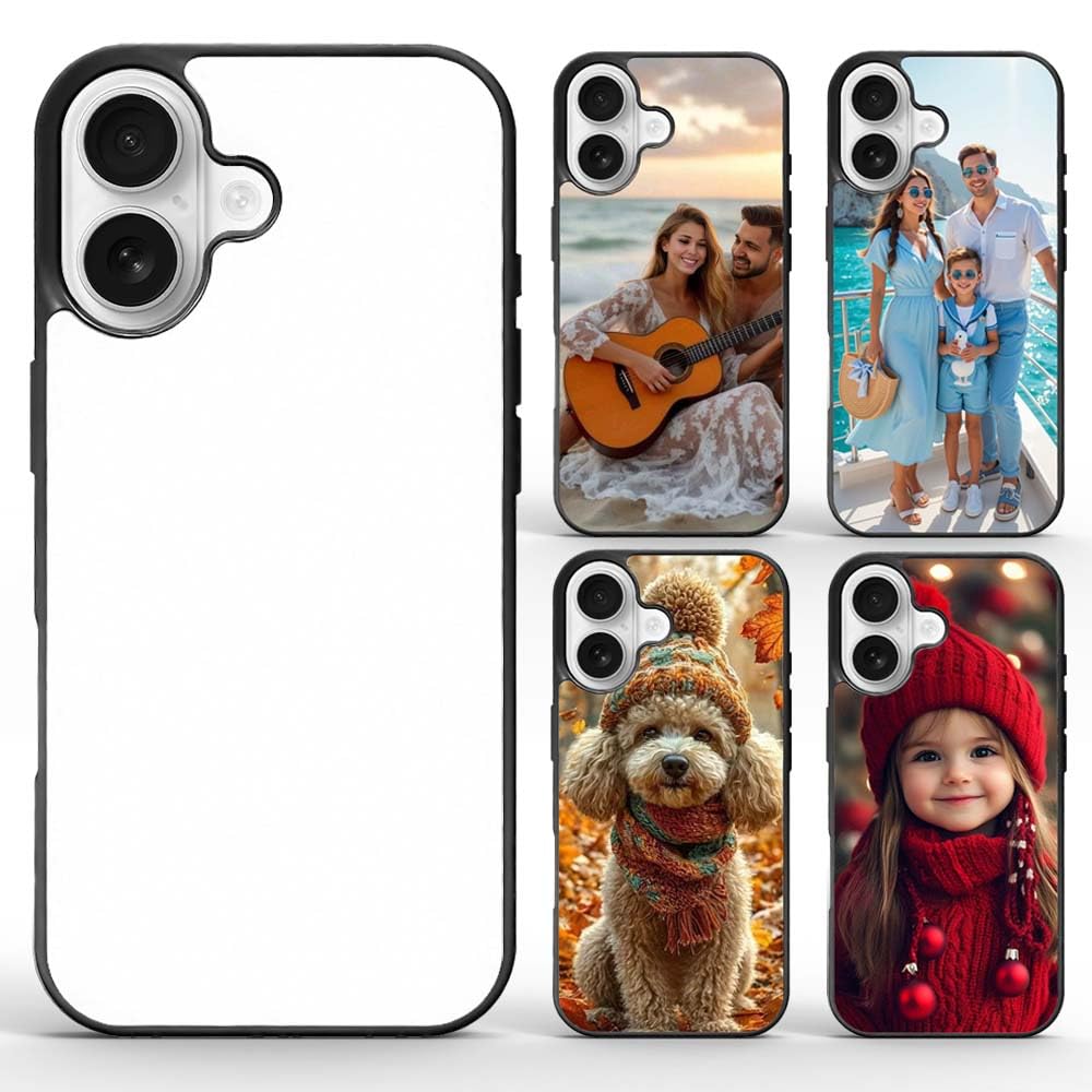 FOQENCCI Sublimation Blank Phone Case Compatible for iPhone 17/5 Pieces,Customized Printable Aluminum Soft TPU Hard PC Protective Cover Black