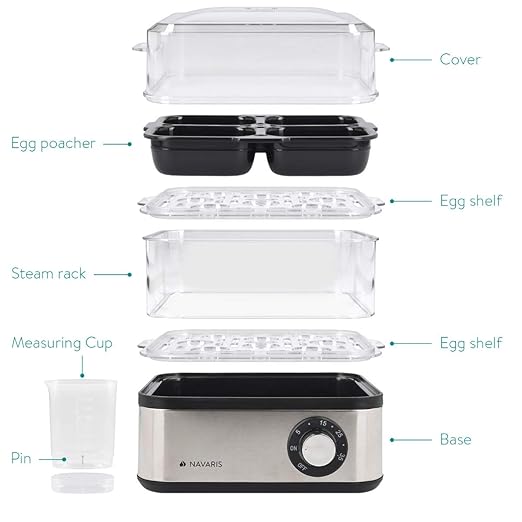 Navaris Hervidor de Huevos de Acero Inoxidable con Temporizador ...