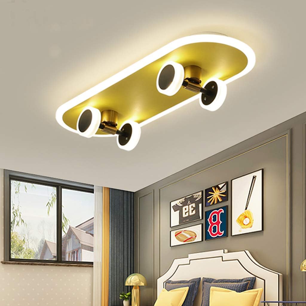 Crj Led Skateboard Ceiling Lamp Dimmable Ceiling Light For Childrens Room Bedroom Lamp Living Room Flush Mount Light Fixture With Remote Control 32w Metal Acrylic Ceiling Decor Lighting 60cm