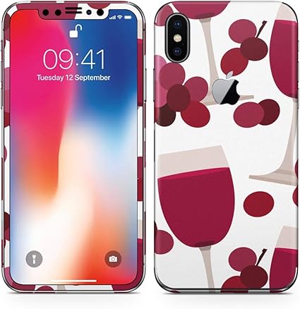 Amazon Iphonex アイフォン X 全面スキンシール フル 背面 側面 正面 液晶 ステッカー スマホカバー ケース 保護シール スマホ スマートフォン フラワー ぶどう イラスト 紫 スキンシール 通販