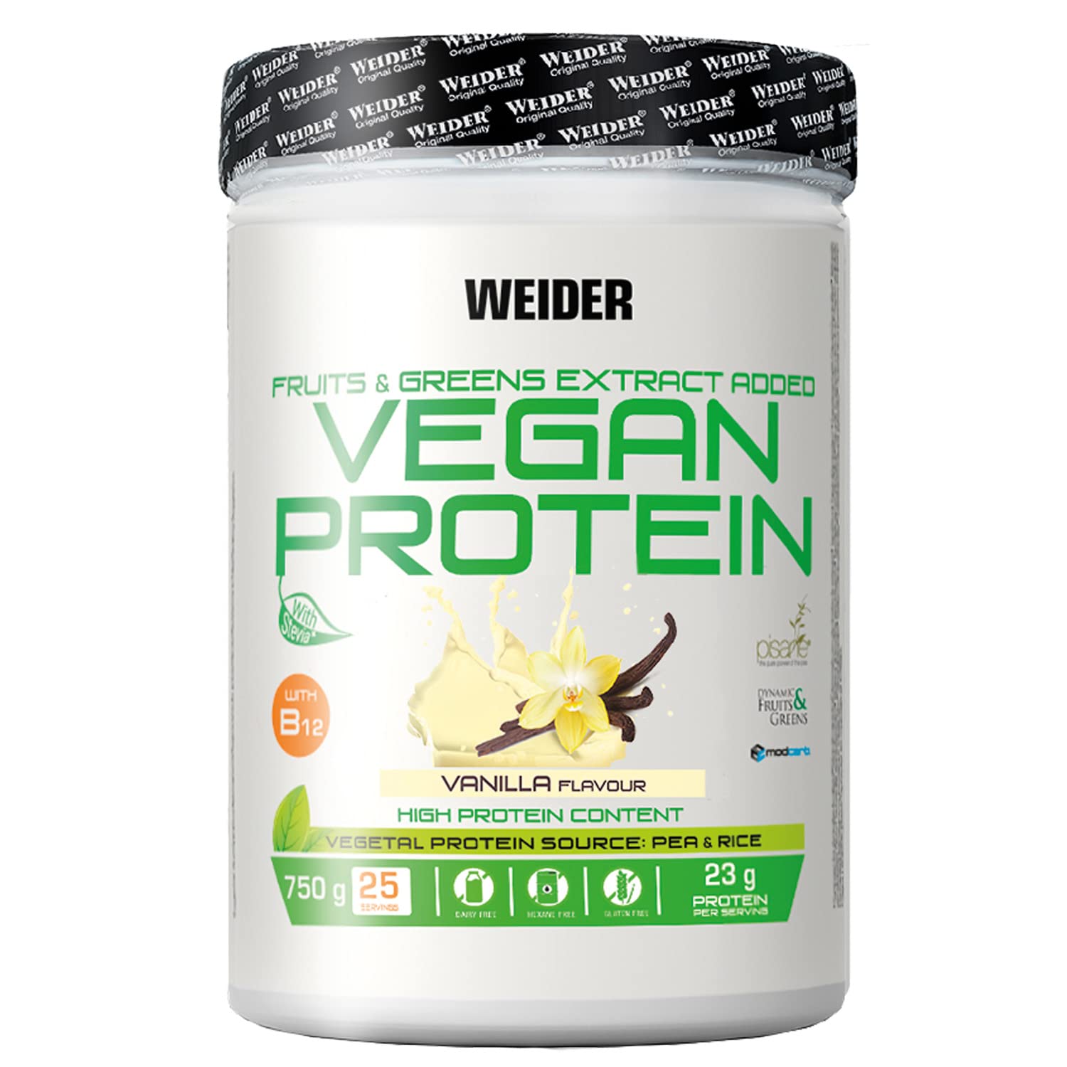 Weider Vegan Protein Vanilla Flavored Powder Box, 750 g