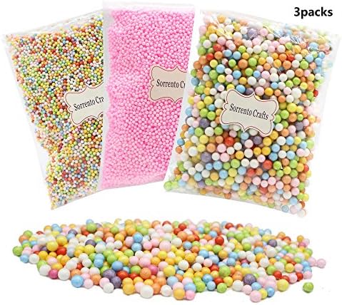 3packs(Approx 16900pcs) Styrofoam Foam Balls Colorful Foam Beads for Slime (Mixed colors7 3packs)