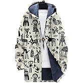 DMOYALA Oversized Zip Up Hoodie for Men Sherpa Lined Fleece Jacket Fuzzy Aztec Sweatshirts Soft Warm Winter Coats