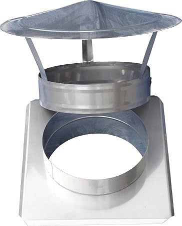 Schornsteinaufsatz / Regenhaube aus Edelstahl V4A - Rauchrohr mit Platte Rohrurchmesser 100 mm