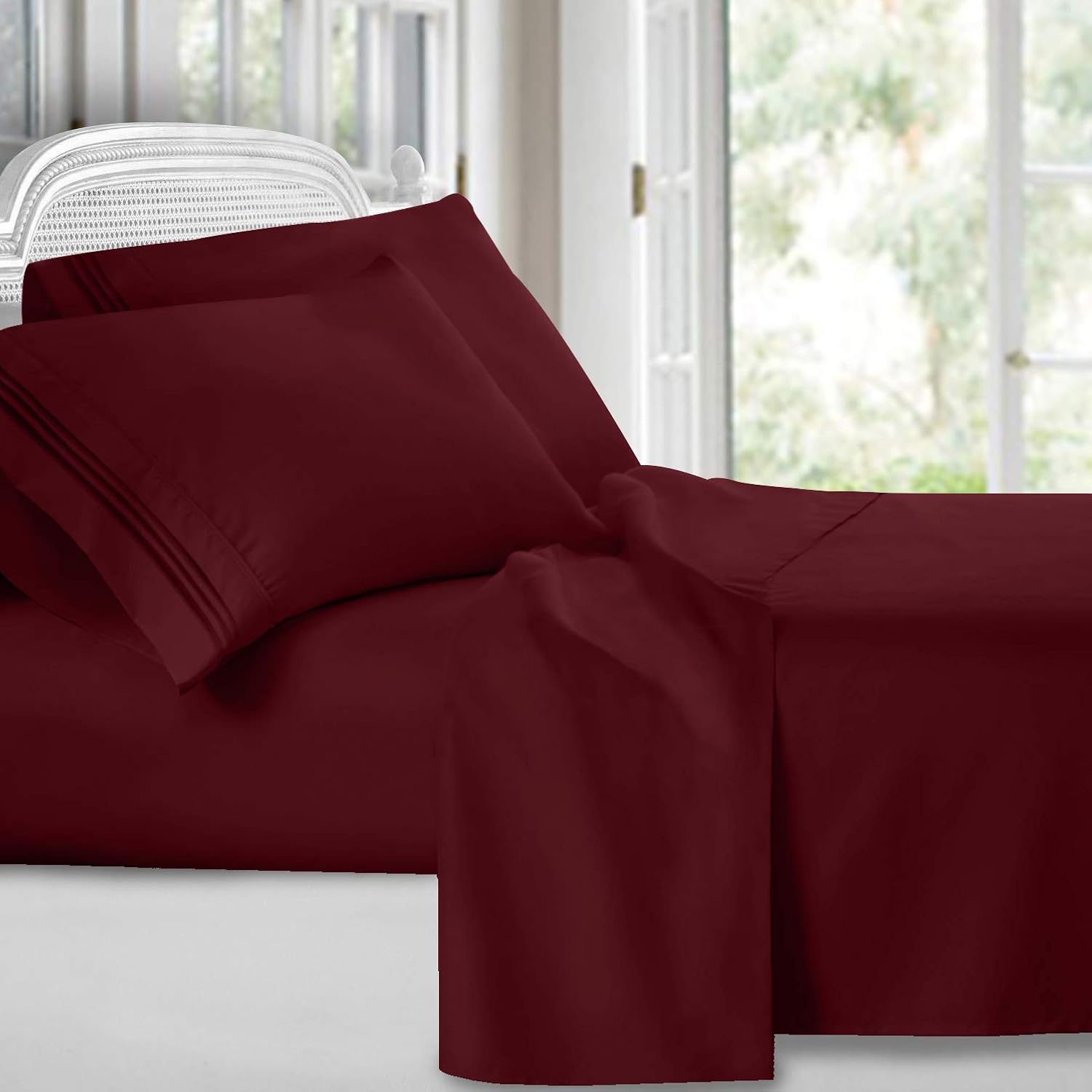 Clara Clark 4 Piece Sheet Set Deep Pocket Brushed Microfiber 1800 Bedding Hypoallergenic, Wrinkle, Fade & Stain Resistant