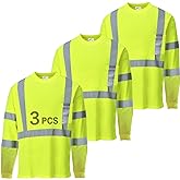 SAFIELD Hi Vis Safety Shirts for Men Reflective,High Visibility Work T-Shirt Short Long Sleeve with Pocket, 3 and 5 Pack